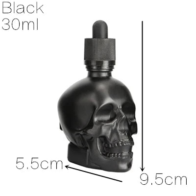 1pcs 30ml Skull Bottle Bitter Bottle E Liquid Frosted Black Skull Shape Glass Dropper Bottle With Child Proof