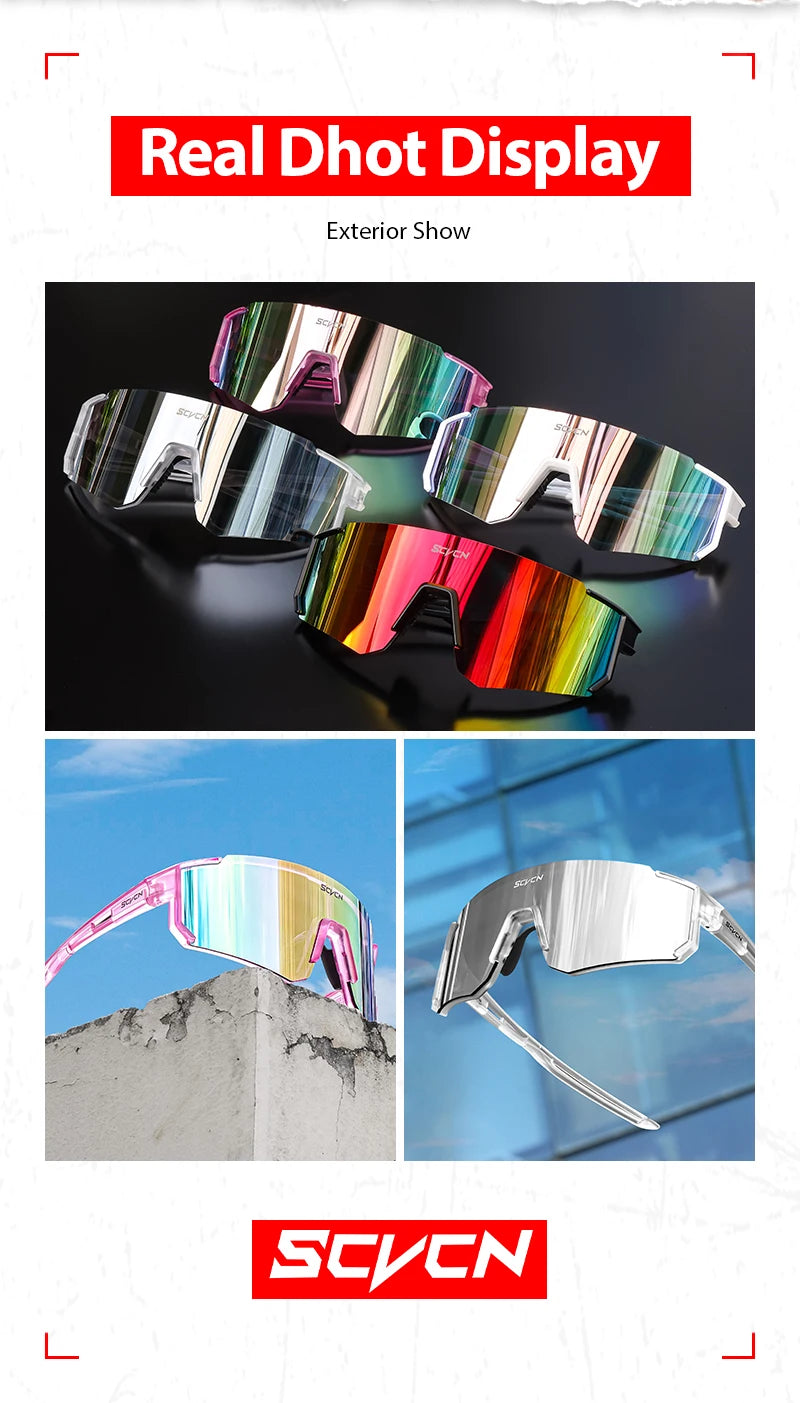 SCVCN new Outdoor Cycling Sunglasses Men MTB Bike Glasses Sports Mountain Climbing fishing Women Bicycle Cycling UV400 Goggles