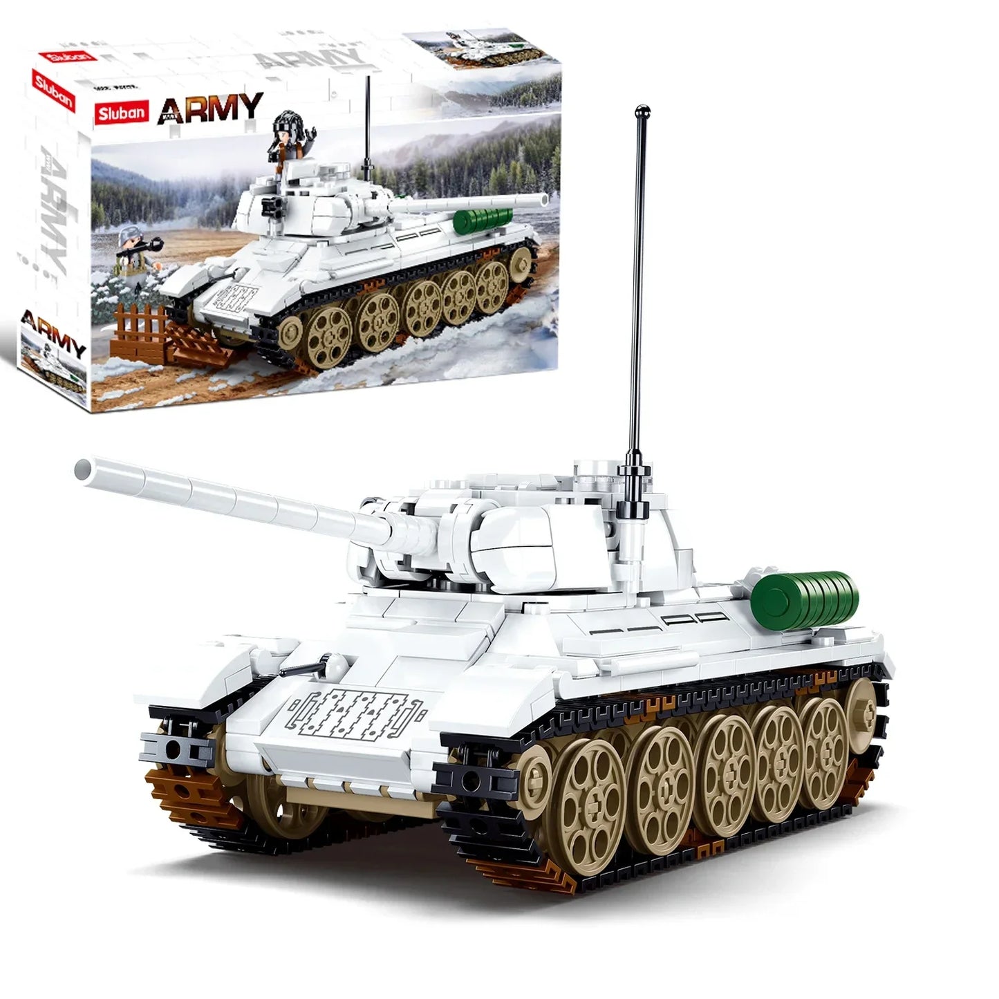 518PCS T34-85 Medium Tank Building Blocks WW2 Heavy Tank Chariot Soldier Figures Model Bricks Set Educational Toys Gifts For Kid
