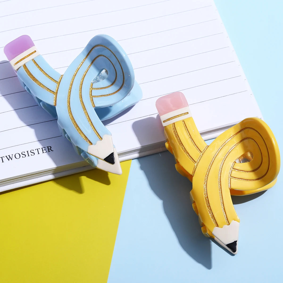 1 piece acetate personalized girls kids back to school pencil hair claw clip