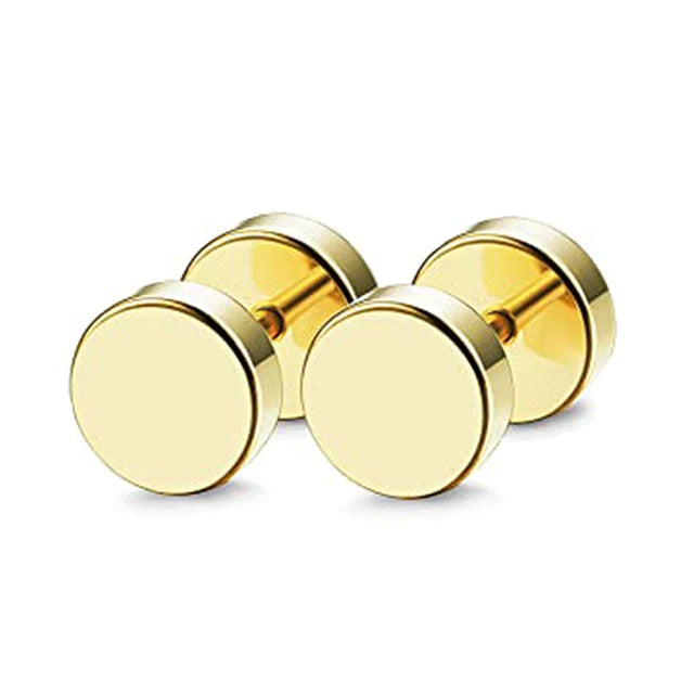 1Pair/2Pcs Wood Stud Earring For Men/Women 6-12mm Stainless Steel Barbell Earring Classic Pop Gothic Jewelry Best Gifts