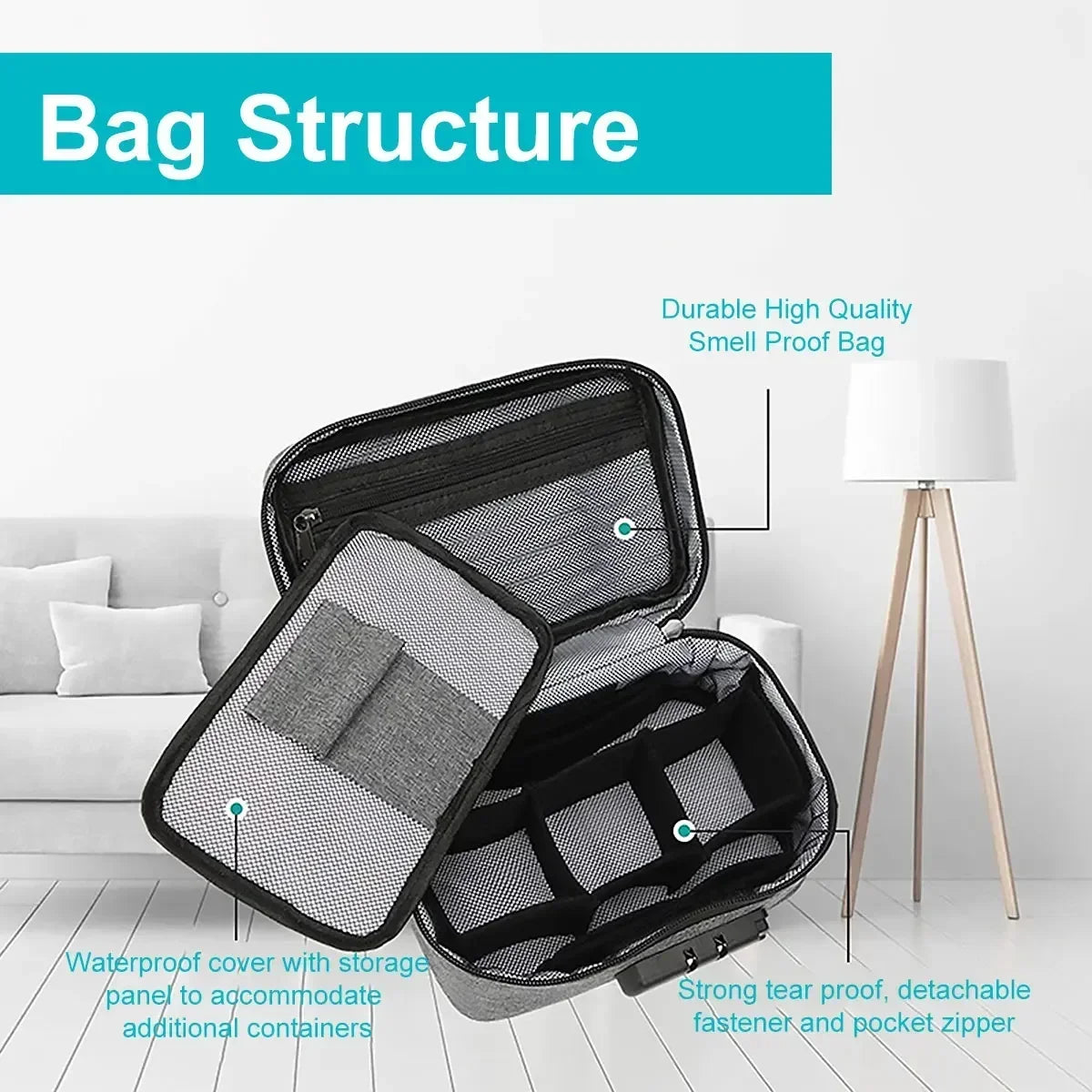 Sac de rangement anti-odeurs pour cigarettes, pot de tabac, bouteille, étui de rangement, étui de rangement anti-odeurs, conteneur avec serrure à combinaison