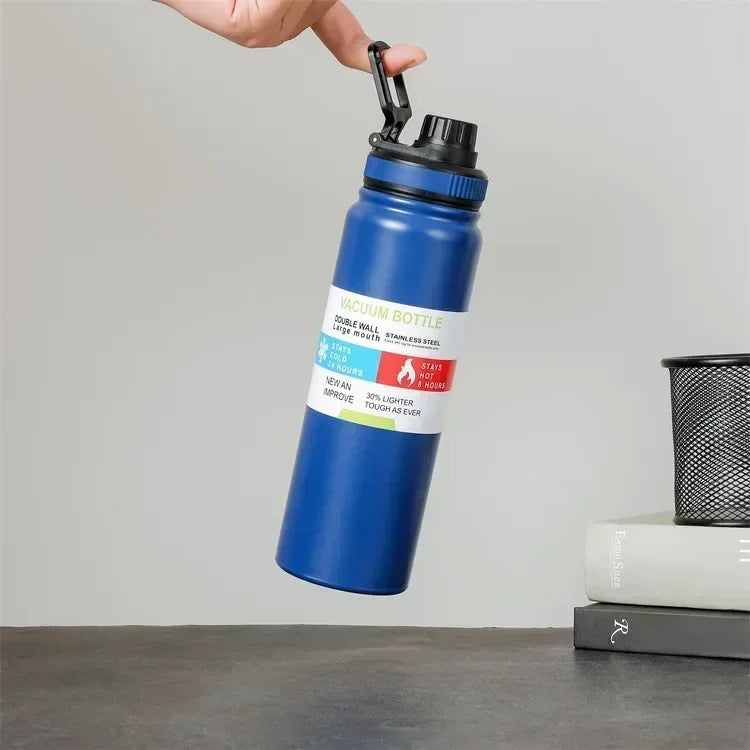 2024 Large Capacity Sports Water Bottle Portable Travel Car Water Cup Stainless Steel Space Kettle Thermos Flask