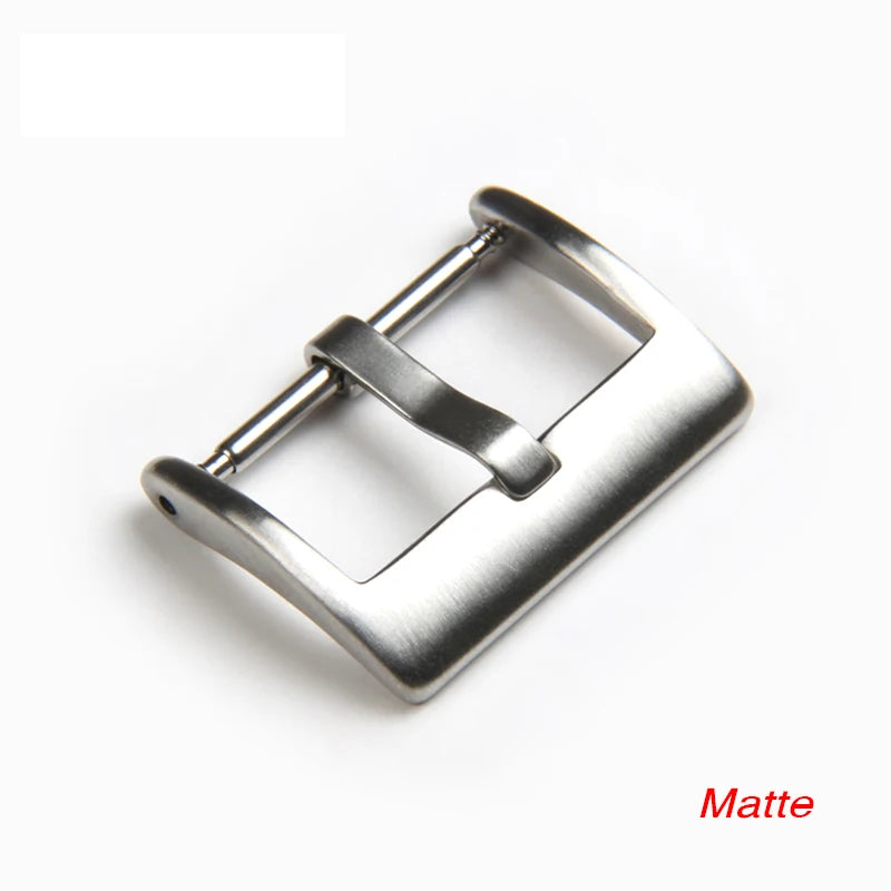 Watch Band Metal Buckle 16 18 20 22 24mm Strap Solid Square Button Silver Black Rose Gold Stainless Steel Matte Polished Clasp