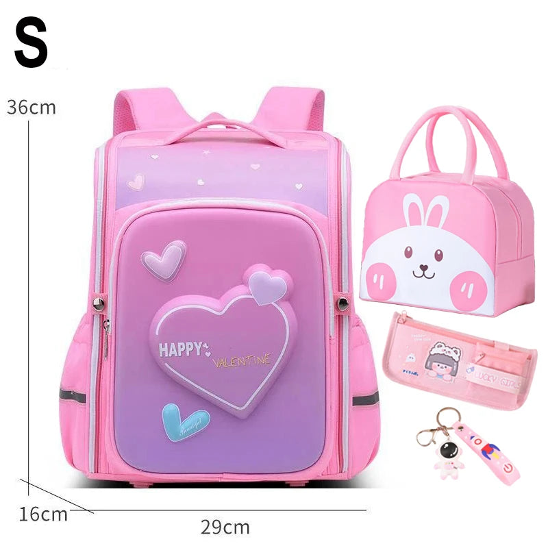 Boy School Backpack with Lunchbox School Child Elementary Student Bags Girls Waterproof Astronaut School Bags Bookbags