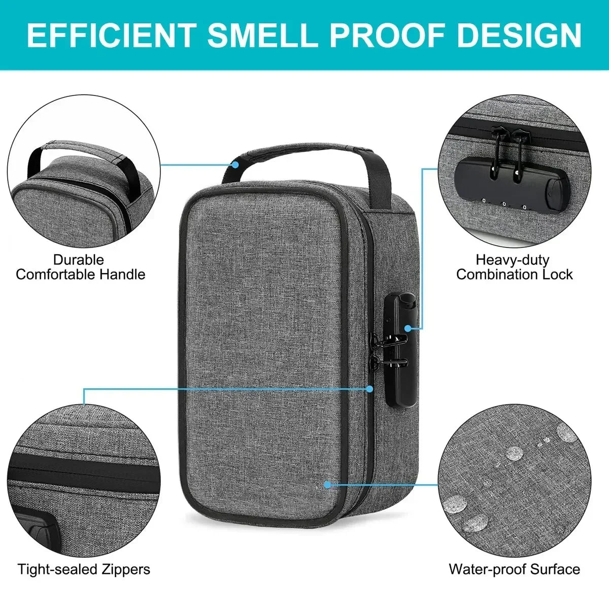 Sac de rangement anti-odeurs pour cigarettes, pot de tabac, bouteille, étui de rangement, étui de rangement anti-odeurs, conteneur avec serrure à combinaison