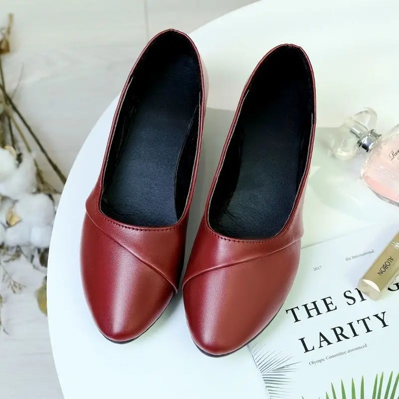 Shoes Women Mid Heel Office Lady Pumps PU Leather Black Basic Square Heeled Spring Autumn Loafers Female Zapatos