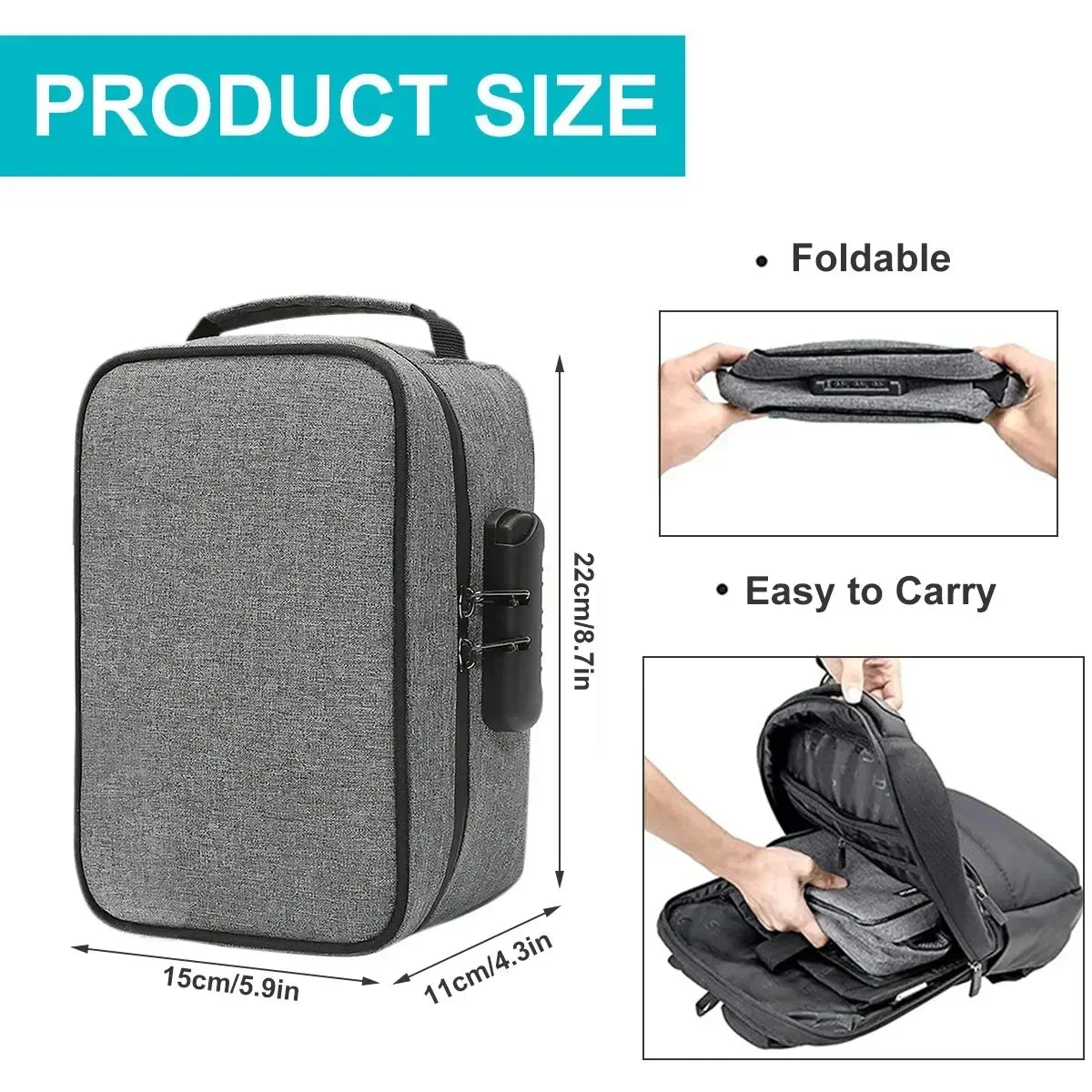 Sac de rangement anti-odeurs pour cigarettes, pot de tabac, bouteille, étui de rangement, étui de rangement anti-odeurs, conteneur avec serrure à combinaison