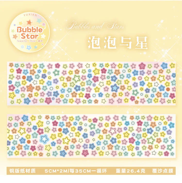 MINKYS Bubble Star Decorative Stickers Tapes Packing Tape Back to School Stationery Accessories Supplies