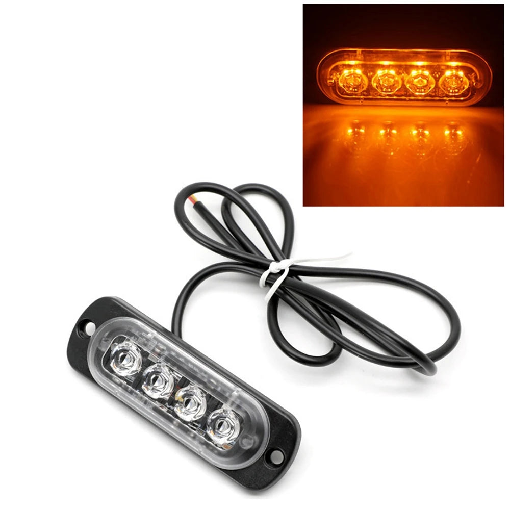 4 LED Police Strobe Light Automotivo Grille Warning Light 12-24V Red Blue Amber Flashing Lamp Trucks ATV Car Emergency Beacon