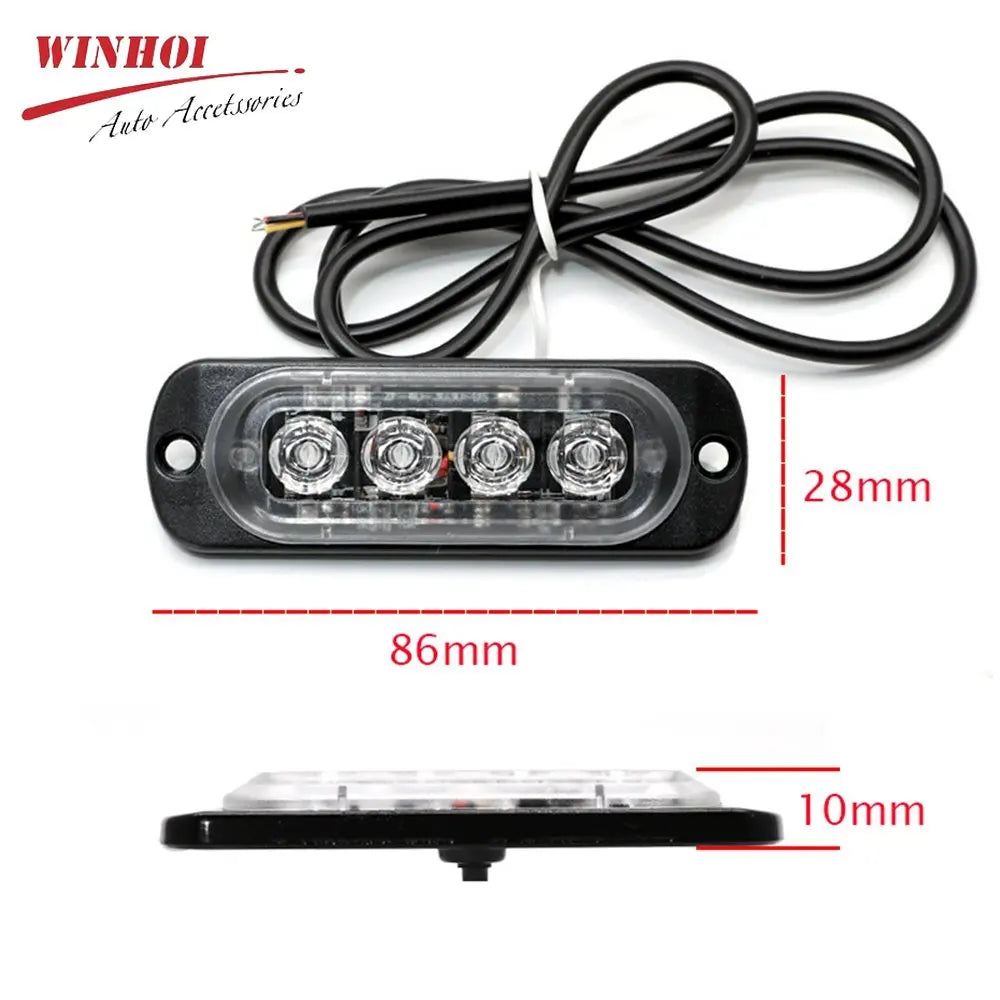 4 LED Police Strobe Light Automotivo Grille Warning Light 12-24V Red Blue Amber Flashing Lamp Trucks ATV Car Emergency Beacon