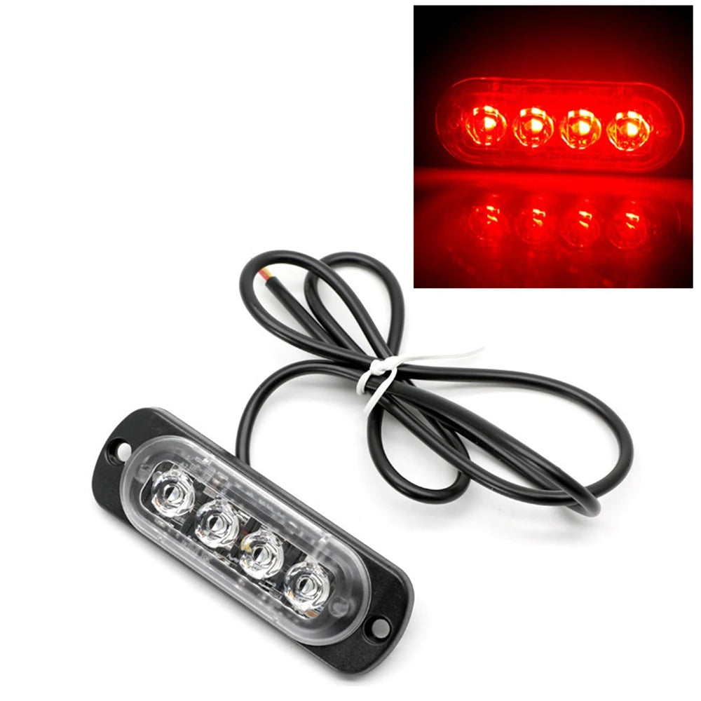 4 LED Police Strobe Light Automotivo Grille Warning Light 12-24V Red Blue Amber Flashing Lamp Trucks ATV Car Emergency Beacon