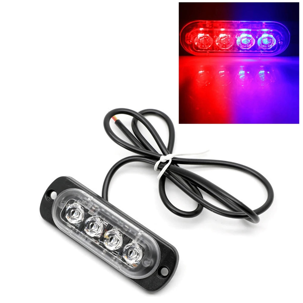 4 LED Police Strobe Light Automotivo Grille Warning Light 12-24V Red Blue Amber Flashing Lamp Trucks ATV Car Emergency Beacon