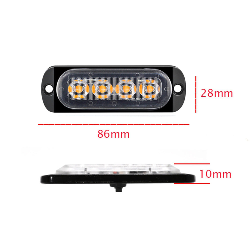 4 LED Police Strobe Light Automotivo Grille Warning Light 12-24V Red Blue Amber Flashing Lamp Trucks ATV Car Emergency Beacon