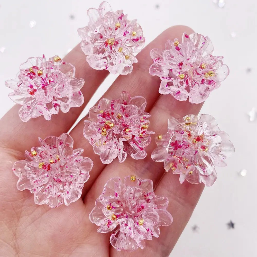 10pcs Resin Colorful Gold Foil Crystal Flower Flatback Flower Rhinestone DIY Wedding Gems Scrapbook Ornaments Applique Crafts