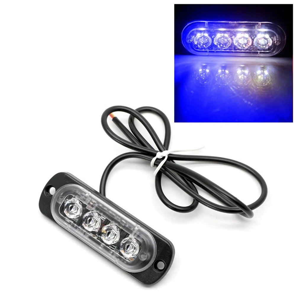 4 LED Police Strobe Light Automotivo Grille Warning Light 12-24V Red Blue Amber Flashing Lamp Trucks ATV Car Emergency Beacon