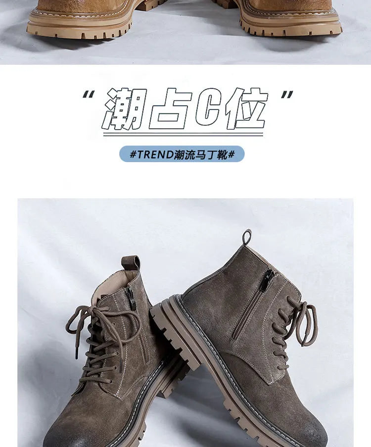 Bottines en daim de vache pour hommes, nouvelles bottes d'extérieur de style britannique, grandes bottes jaunes, chaussures de travail, bottes de mode pour hommes M1075
