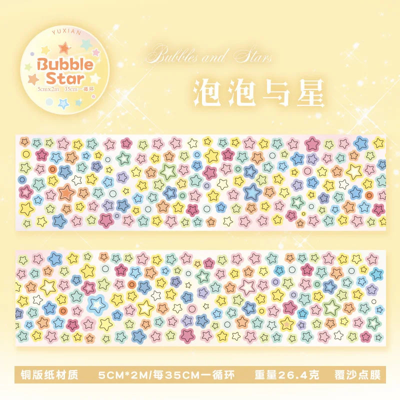 MINKYS Bubble Star Decorative Stickers Tapes Packing Tape Back to School Stationery Accessories Supplies