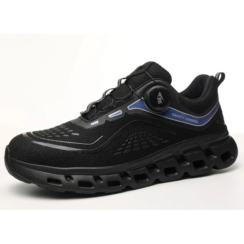 Fashion Rotating Button Men Work Safety Shoes Puncture-Proof Steel Toe Cap Sneakers Indestructible Protective Male Boots