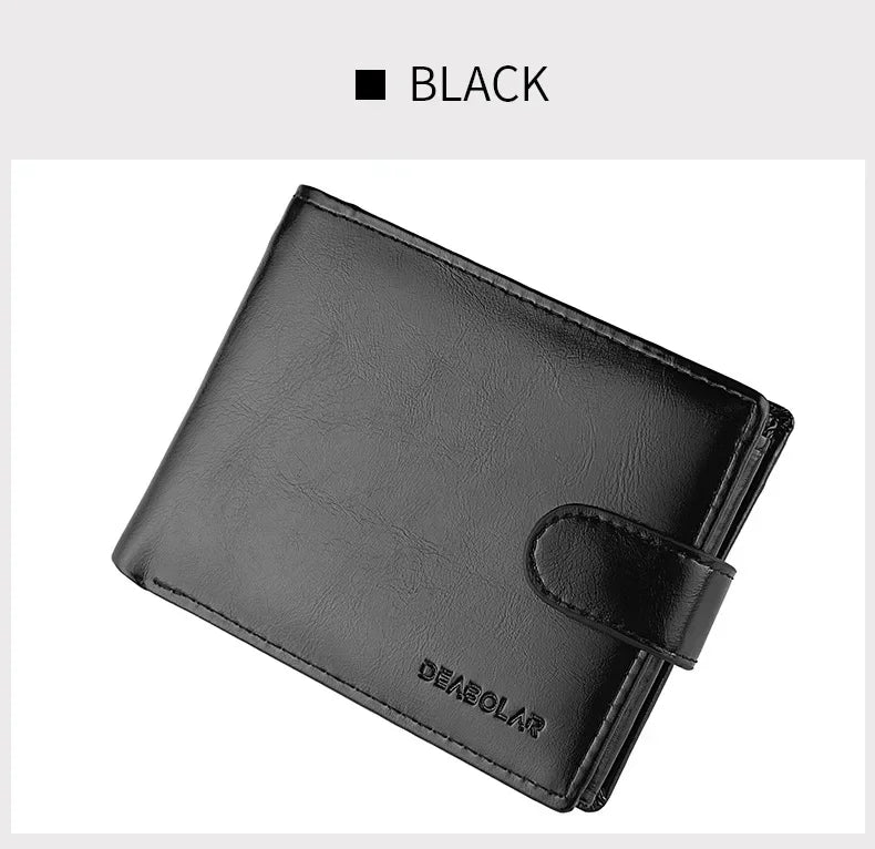 Retro Large Capacity 3 Fold Buckle Short Wallet PU leather Wallet Multiple Card Slots ID Credit Card Holder Men Coin Bag Purse