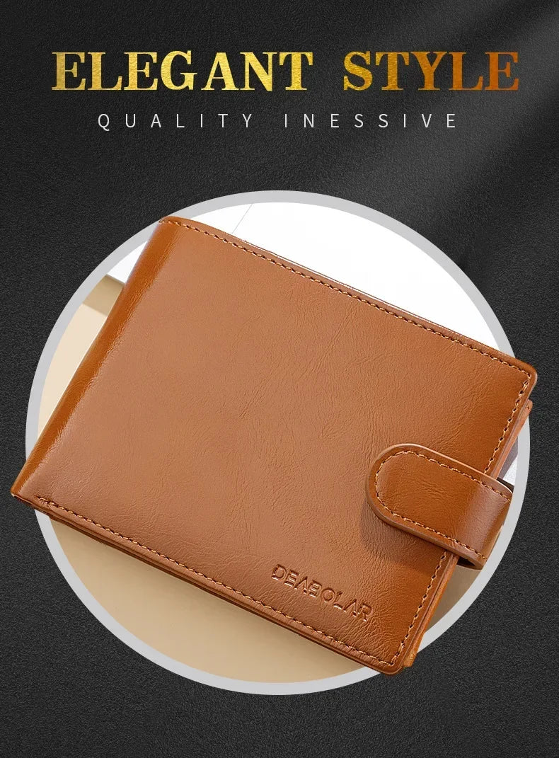 Retro Large Capacity 3 Fold Buckle Short Wallet PU leather Wallet Multiple Card Slots ID Credit Card Holder Men Coin Bag Purse