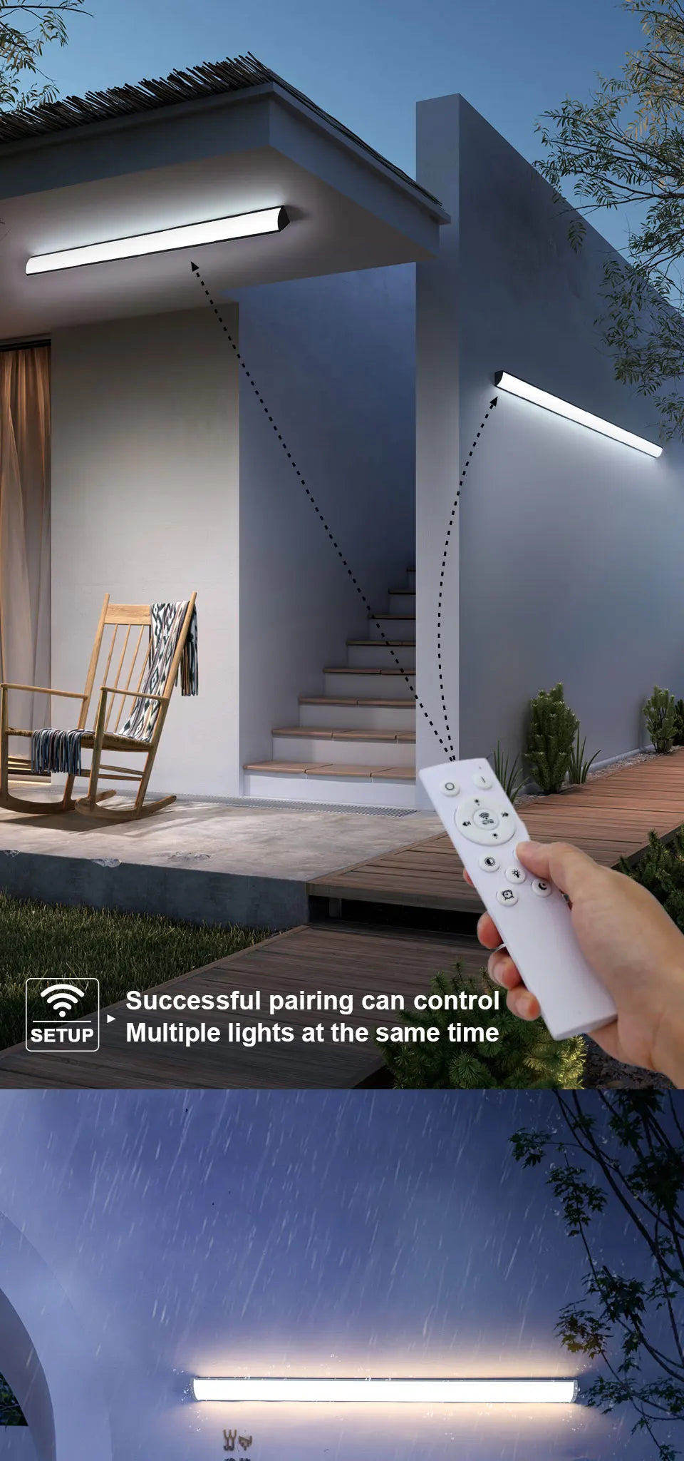 2/1 PCS Led Waterproof Wall Lamp IP65 Outdoor Long Strip Light APP/Remote Control Garden Decoration External Wall Lamps 85V-265V