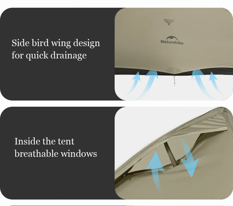 Naturehike Camping Tent Ultralight Portable Cloud Up Pro 2 Person Shelter Tent Folding Backpack Waterproof Travel Beach Tent