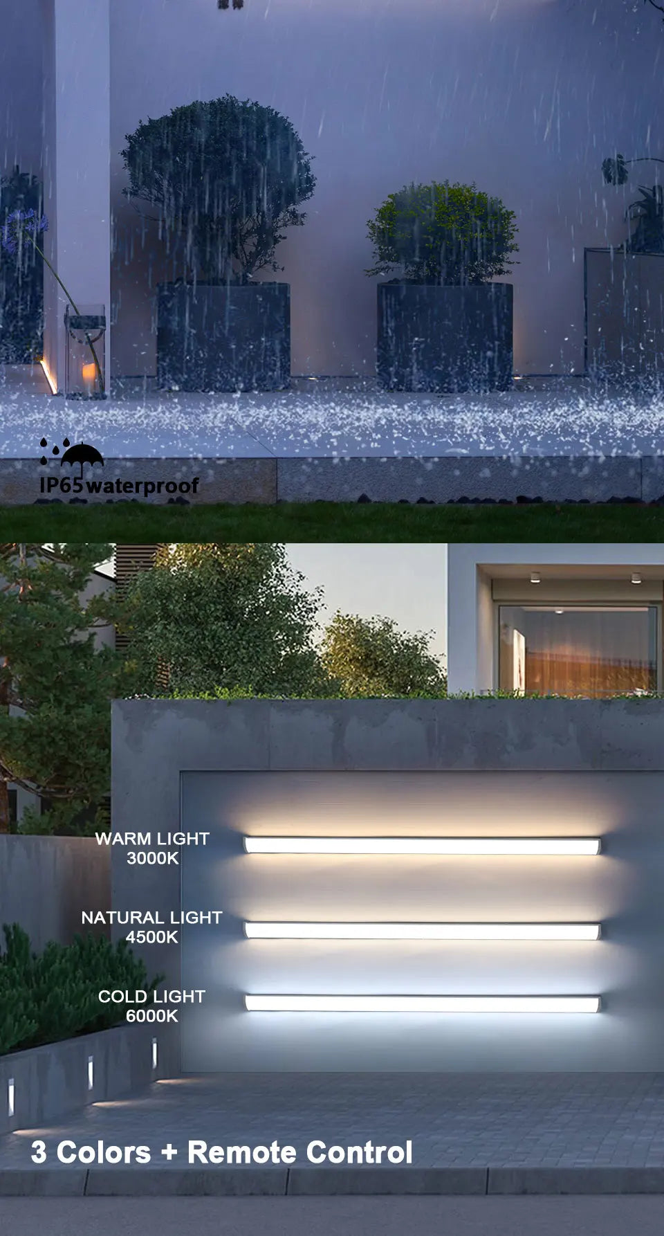 2/1 PCS Led Waterproof Wall Lamp IP65 Outdoor Long Strip Light APP/Remote Control Garden Decoration External Wall Lamps 85V-265V