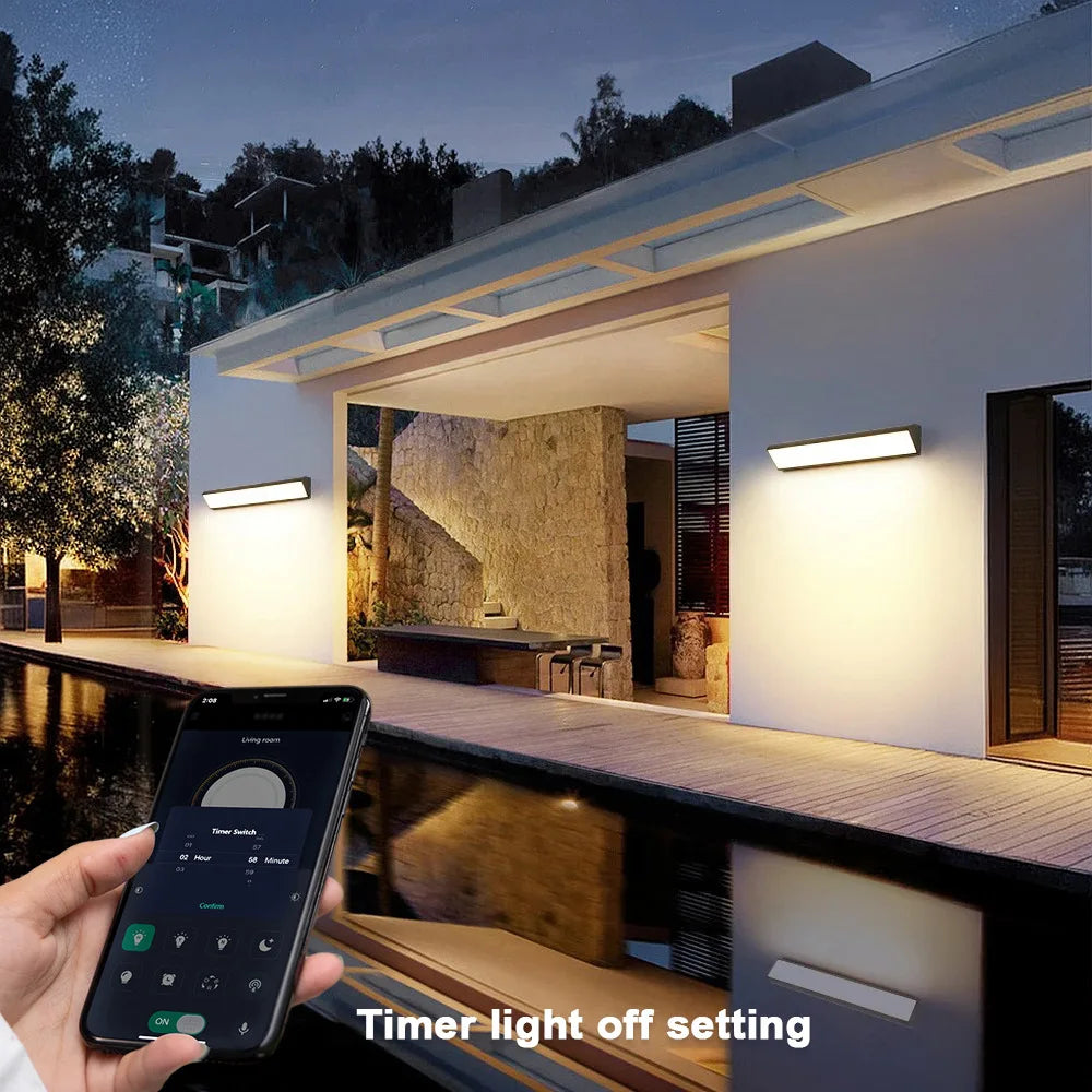 2/1 PCS Led Waterproof Wall Lamp IP65 Outdoor Long Strip Light APP/Remote Control Garden Decoration External Wall Lamps 85V-265V