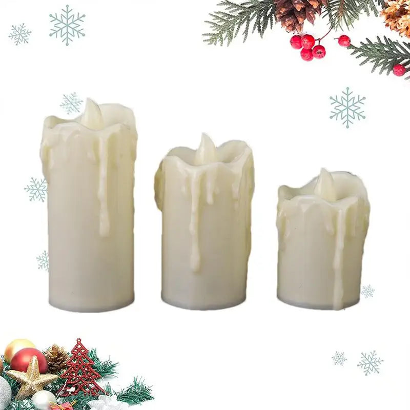Bougies sans flamme pour chevet de chambre à coucher, lot de 3 bougies LED réalistes, bougies à piles pour décorations de mariage
