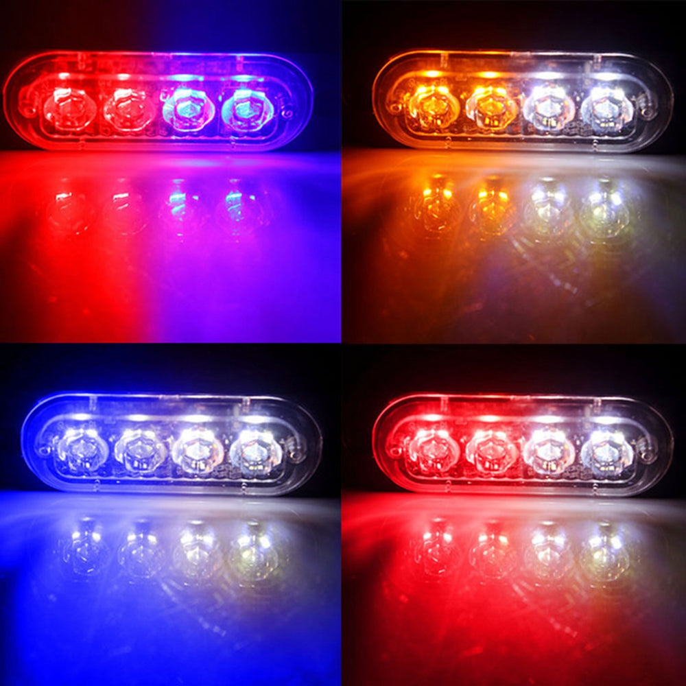 4 LED Police Strobe Light Automotivo Grille Warning Light 12-24V Red Blue Amber Flashing Lamp Trucks ATV Car Emergency Beacon