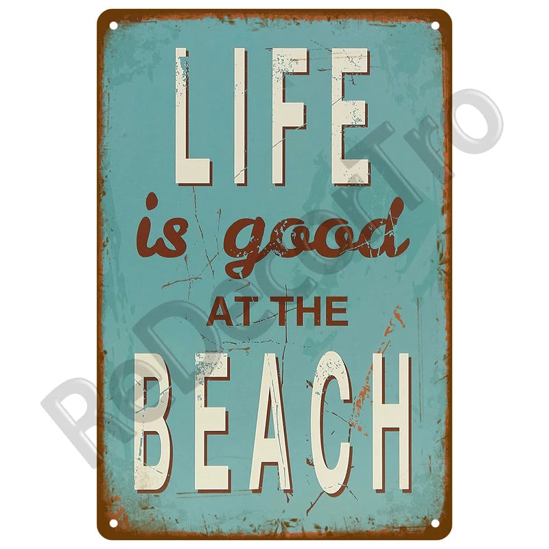 Vintage Summer Beach Metal Signs Famous City Landscape Poster Tin Sign Plate Retro Wall Art Decor For Living Room Home Seaside