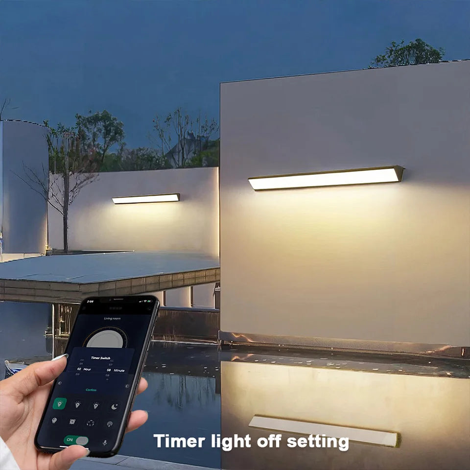 2/1 PCS Led Waterproof Wall Lamp IP65 Outdoor Long Strip Light APP/Remote Control Garden Decoration External Wall Lamps 85V-265V