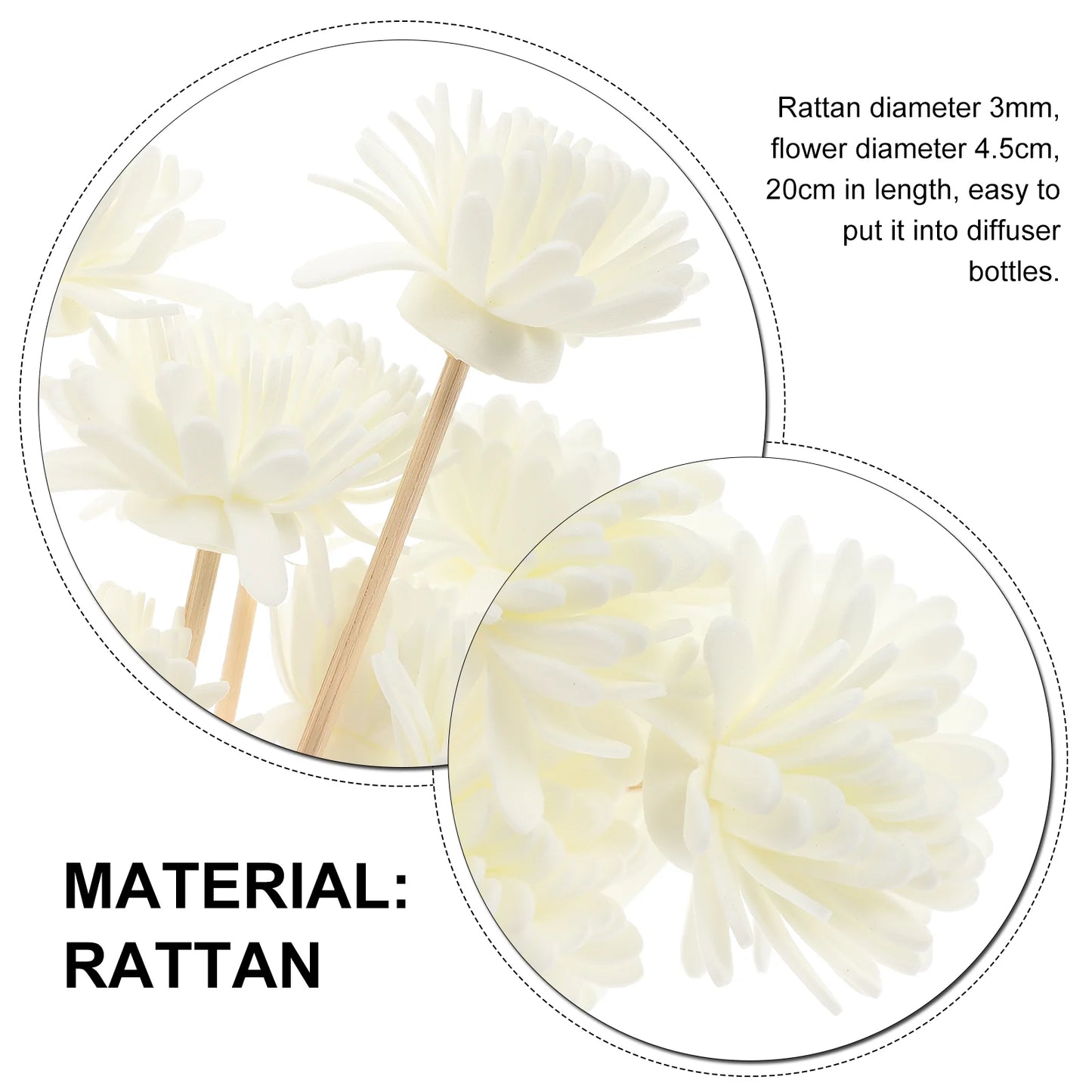 Diffuseur d'arômes de chrysanthème naturel en rotin, bâtonnets de roseaux droits, diffuseur d'huiles essentielles pour salle de bain, bureau, parfum d'intérieur