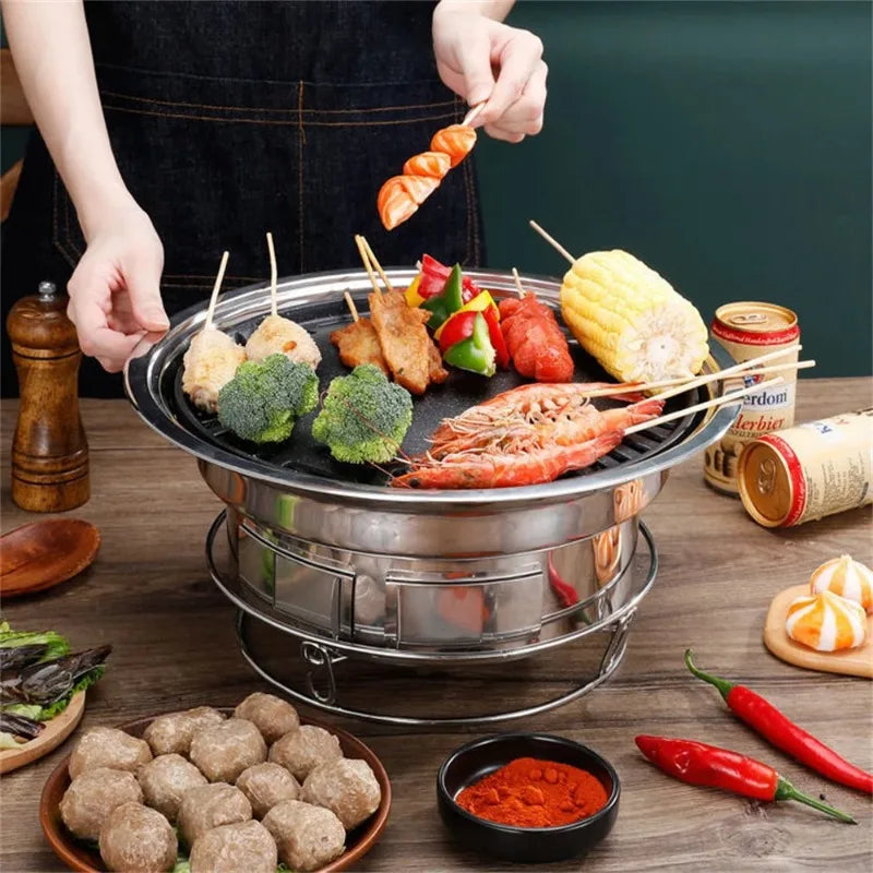 Stainless Steel Barbecue Stove Easy to Clean Charcoal Camping Grill for Outdoor Cooking Picnics and Backyard Gatherings