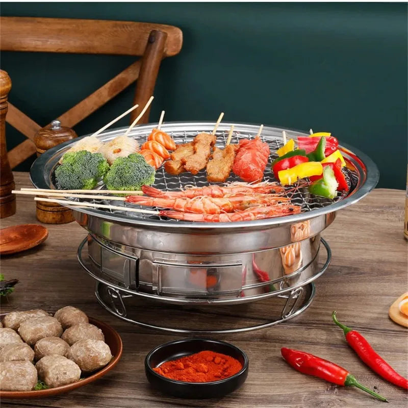 Stainless Steel Barbecue Stove Easy to Clean Charcoal Camping Grill for Outdoor Cooking Picnics and Backyard Gatherings