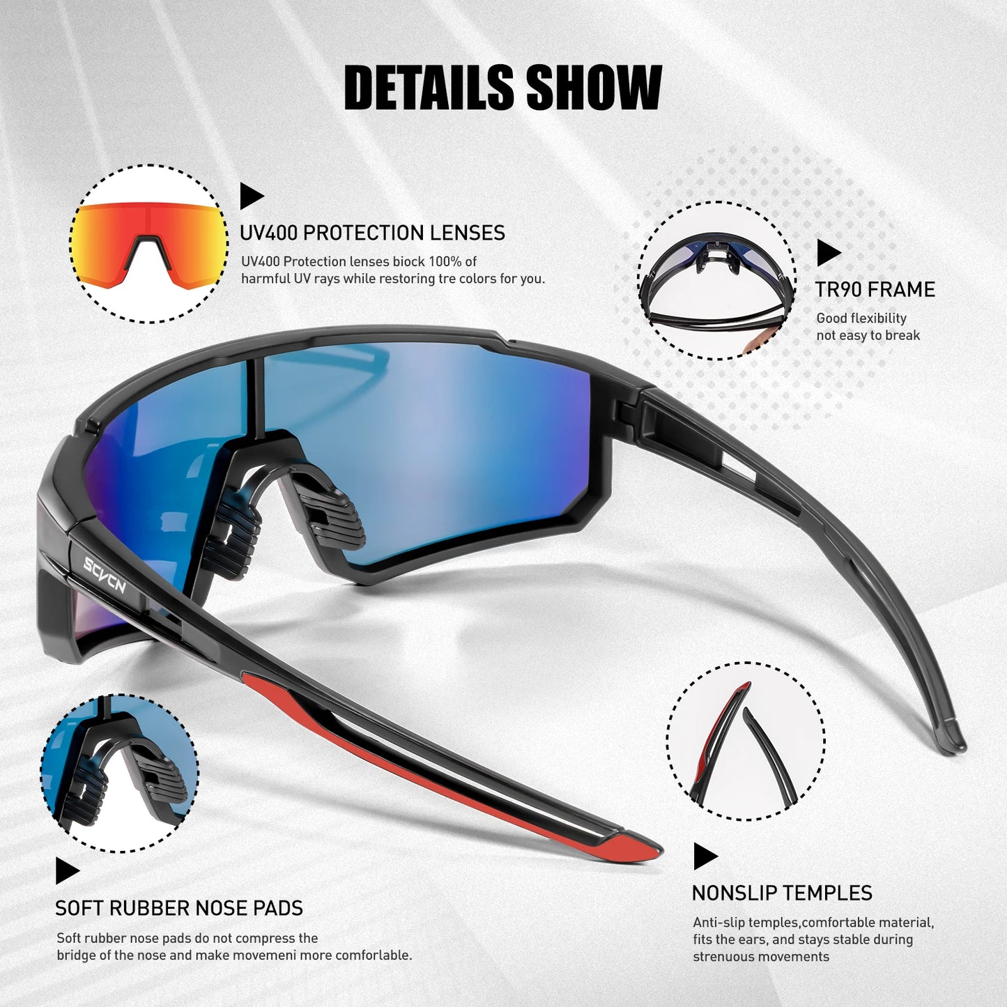 SCVCN new Outdoor Cycling Sunglasses Men MTB Bike Glasses Sports Mountain Climbing fishing Women Bicycle Cycling UV400 Goggles