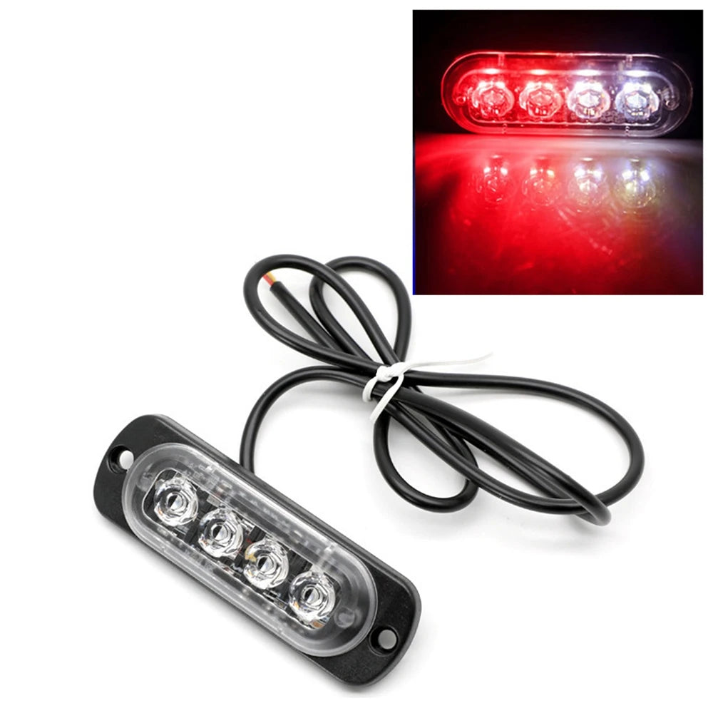 4 LED Police Strobe Light Automotivo Grille Warning Light 12-24V Red Blue Amber Flashing Lamp Trucks ATV Car Emergency Beacon