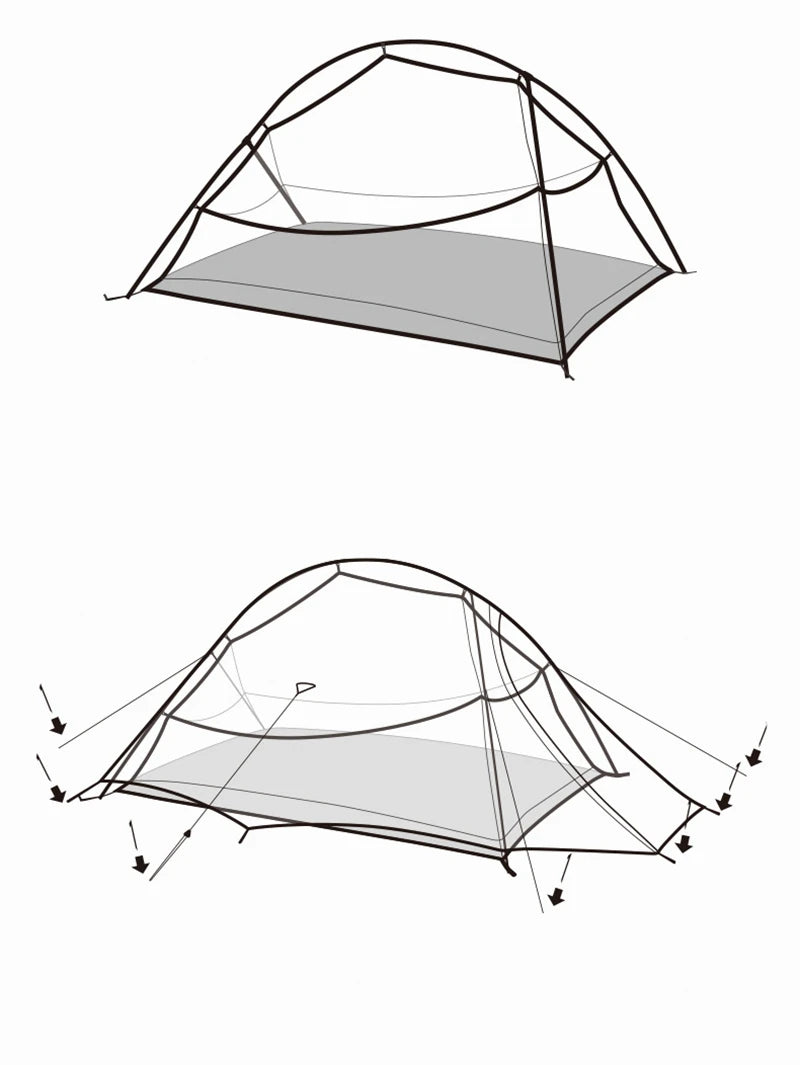 Naturehike Camping Tent Ultralight Portable Cloud Up Pro 2 Person Shelter Tent Folding Backpack Waterproof Travel Beach Tent