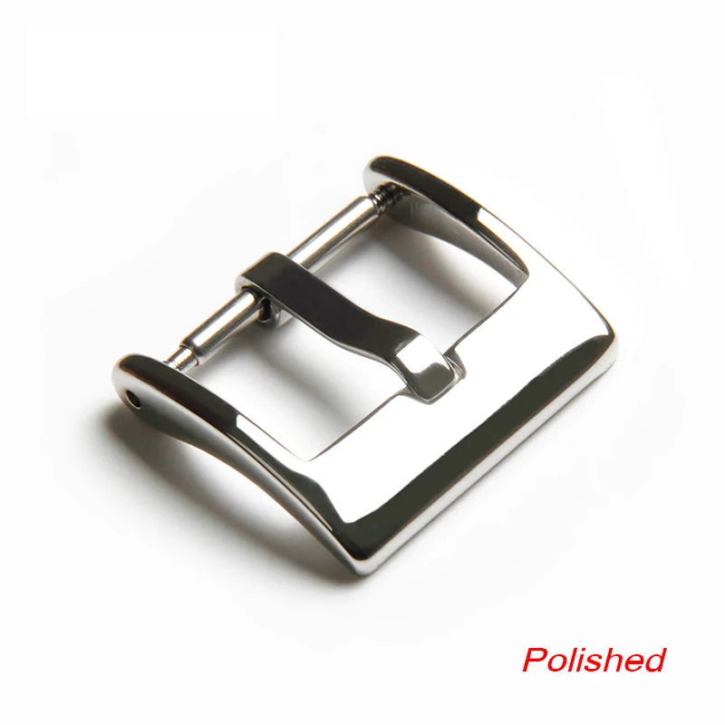 Watch Band Metal Buckle 16 18 20 22 24mm Strap Solid Square Button Silver Black Rose Gold Stainless Steel Matte Polished Clasp
