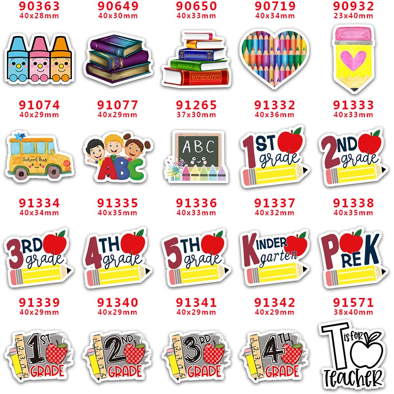 30pcs/Lot Back To School Printed Planar Resin for Hair Bows PR90363