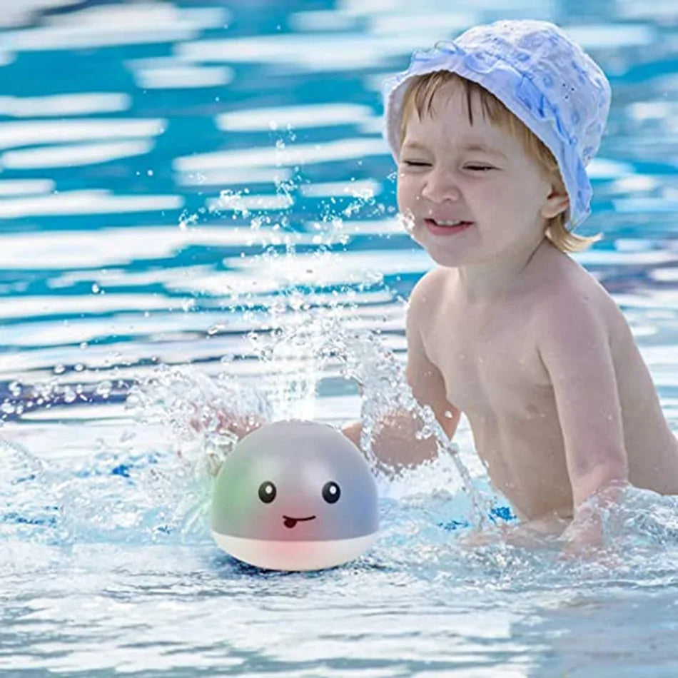 "Boule de bain électrique en forme de baleine : jouet de douche à jet d'eau avec lumière et musique