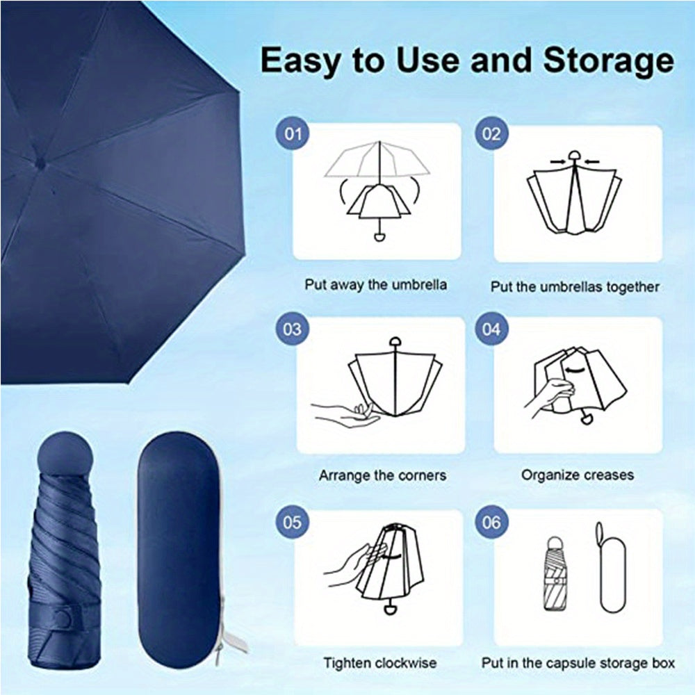 501 Six-Rib Capsule Umbrella: Stylish Windproof and Compact Mini Folding Pocket Umbrella, Perfect for Boys & Girls Outdoor Use – Ideal Mother's Day Gift