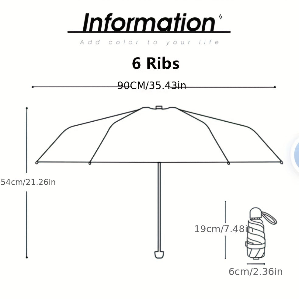 501 Six-Rib Capsule Umbrella: Stylish Windproof and Compact Mini Folding Pocket Umbrella, Perfect for Boys & Girls Outdoor Use – Ideal Mother's Day Gift