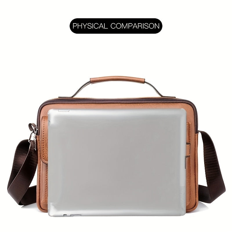 WEIXIER Men's Business Crossbody Bag - Premium with Multi-Compartment Design, Adjustable Strap & Portable Headphone Jack Pocket - Light Brown Office & Casual Shoulder Bag Gift for Dad, Husband (Anniversary Present), Crossbody