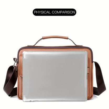 WEIXIER Men's Business Crossbody Bag - Premium with Multi-Compartment Design, Adjustable Strap & Portable Headphone Jack Pocket - Light Brown Office & Casual Shoulder Bag Gift for Dad, Husband (Anniversary Present), Crossbody