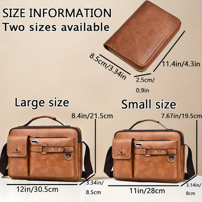 WEIXIER Men's Business Crossbody Bag - Premium with Multi-Compartment Design, Adjustable Strap & Portable Headphone Jack Pocket - Light Brown Office & Casual Shoulder Bag Gift for Dad, Husband (Anniversary Present), Crossbody