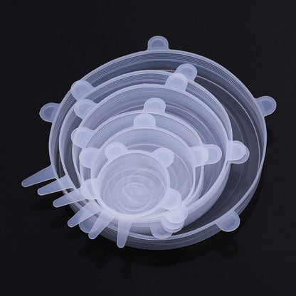 6 Silicone Stretch Lids, Reusable Durable Food Storage Covers for Bowls, Fits Most Containers in 6 Different Sizes, Dishwasher and Refrigerator Safe