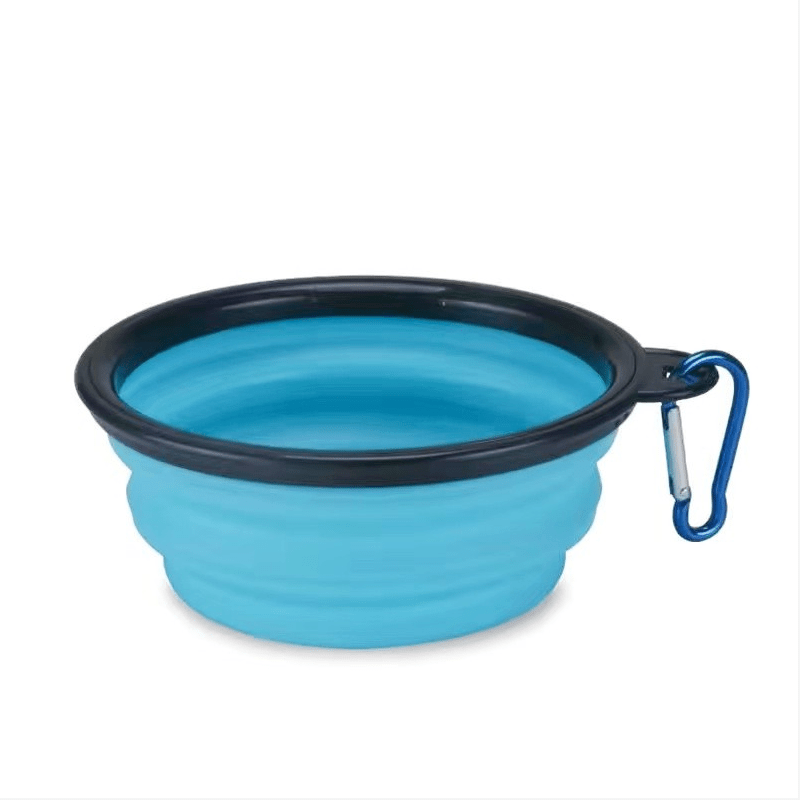 Portable Foldable Pet Bowl with Black Frame, 11.83oz TPR Dog Food Dish for Outdoors