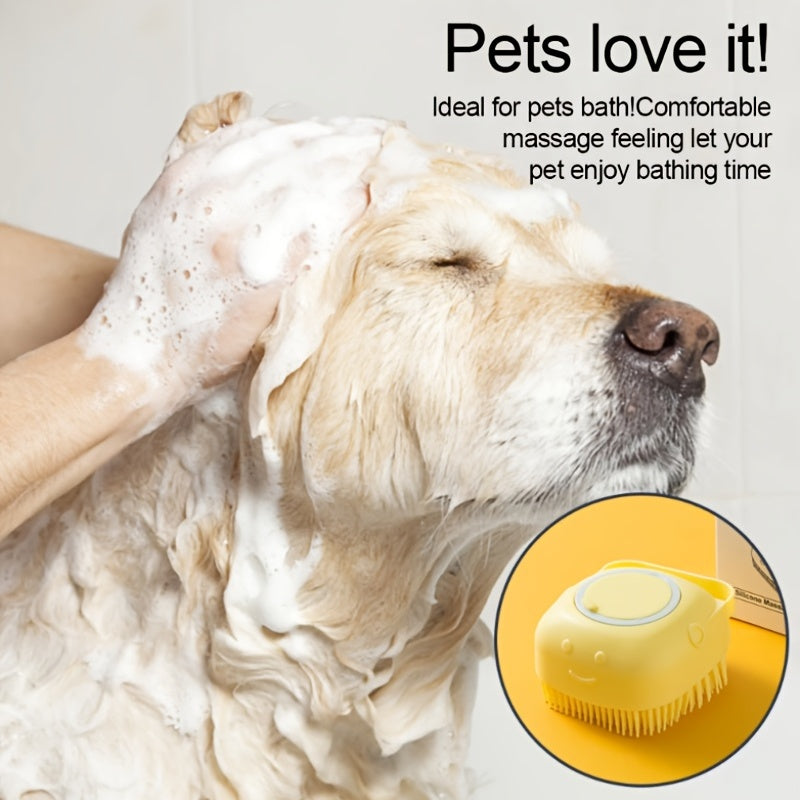 Soft Silicone Pet Brush - Invigorating Massage & Easy Cleaning for Dogs and Cats - Built-In Shower Gel Dispenser for Pampering Grooming Sessions